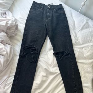 zara ripped wide leg jeans, new